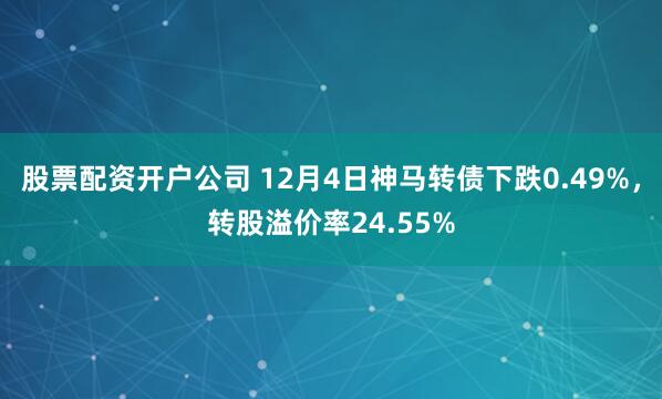 股票配资开户公司 12月4日神马转债下跌0.49%，转股溢价率24.55%